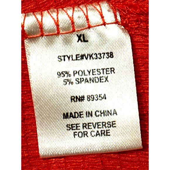 Adrienne Vittadini Coral Red Button Short Sleeve Tie Front Chic Retro Blouse XL - Picture 10 of 12